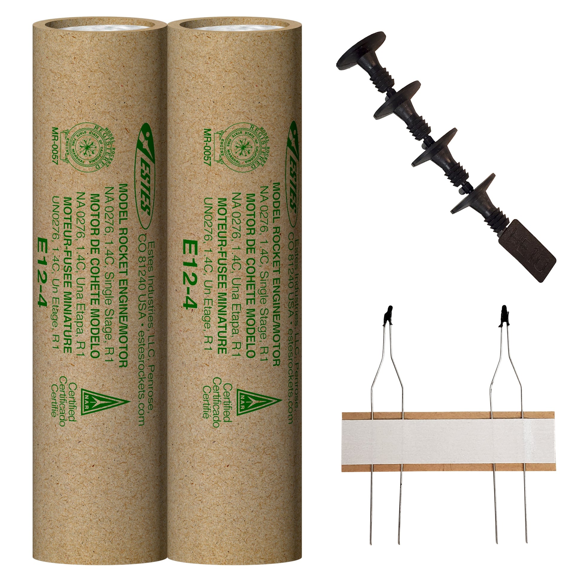 Estes E12-4 Model Rocket Engines with Plugs and Ignitors 