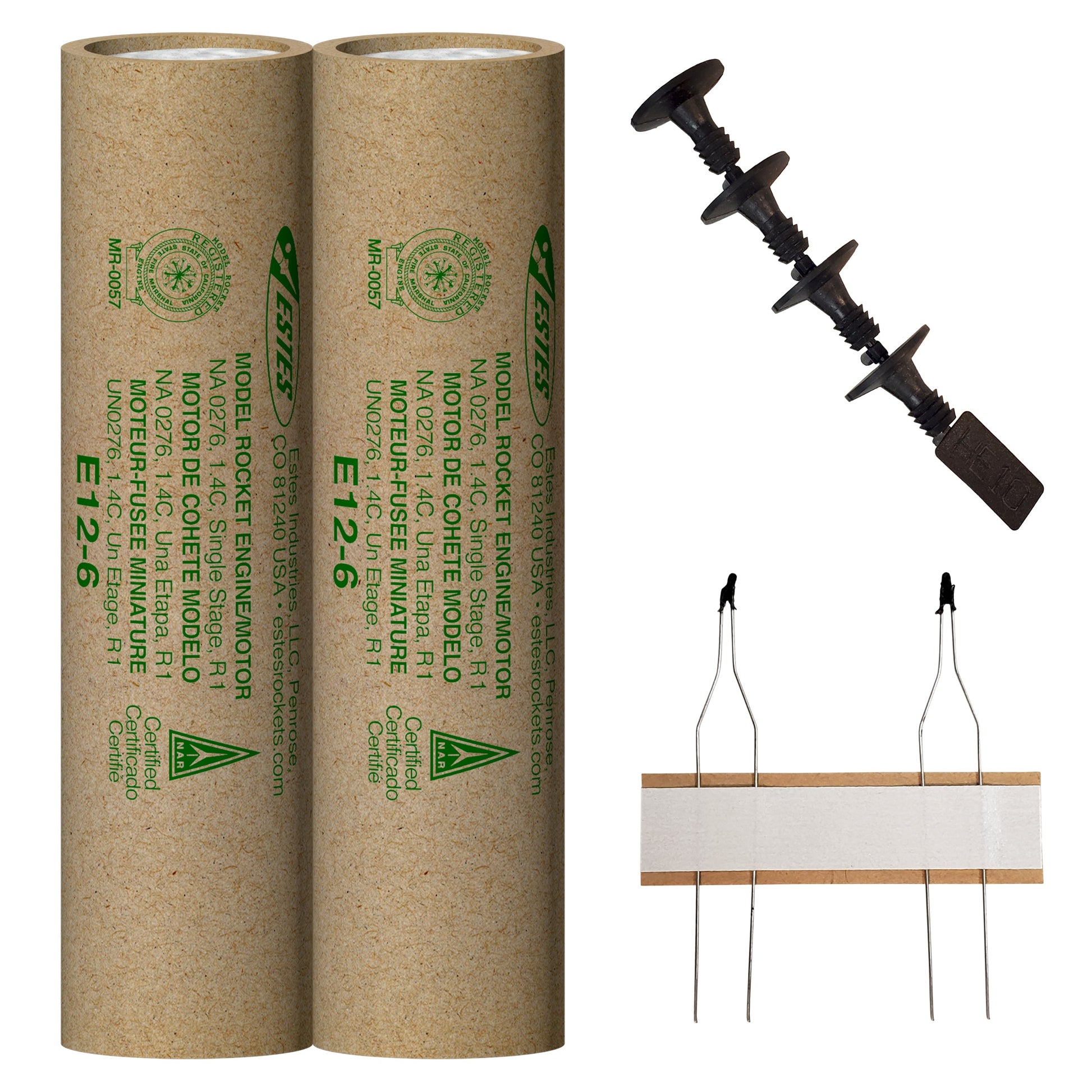 Estes E12-6 Model Rocket Engines with Plugs and Ingitors