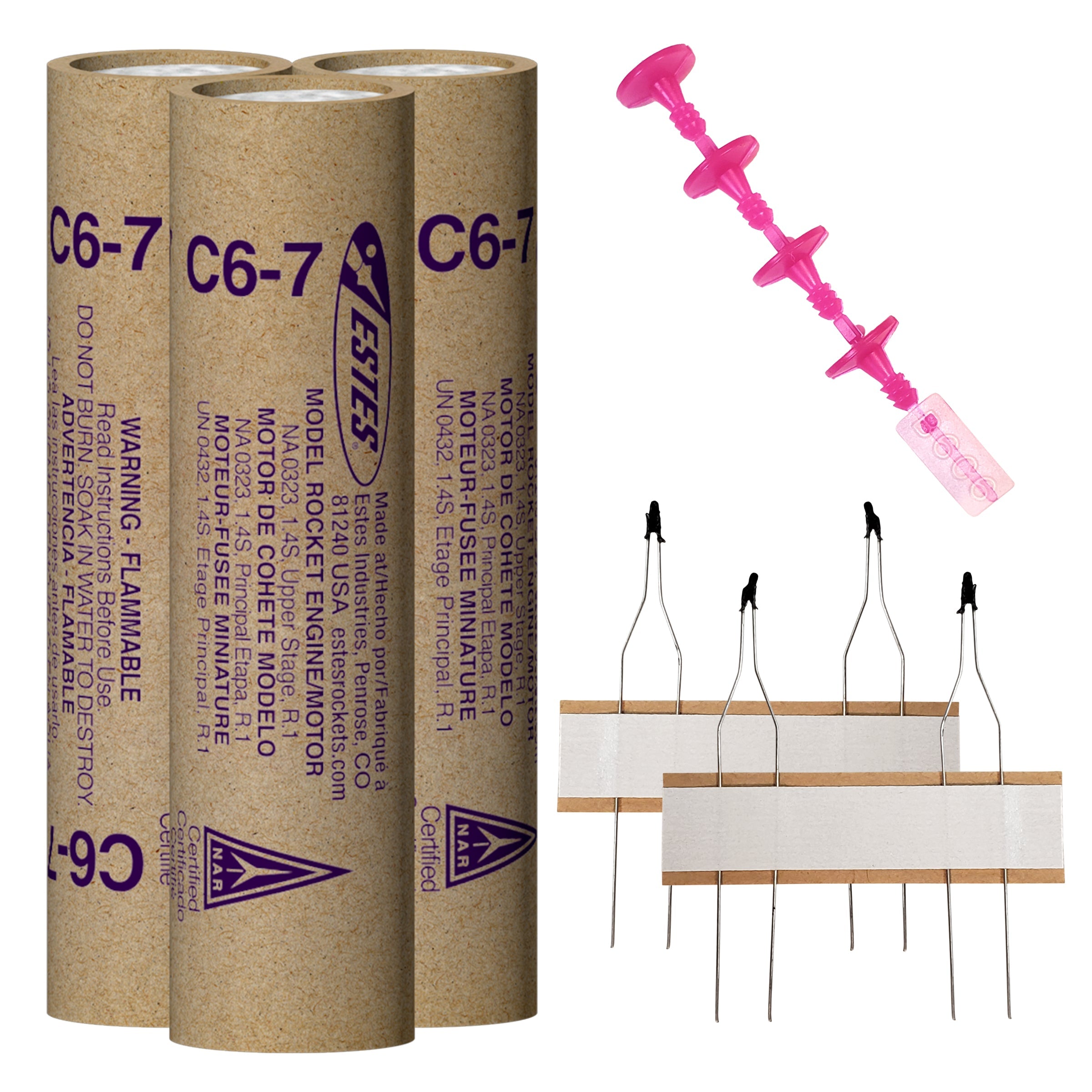 Estes C6-7 Model Rocket Engines with Plugs and Ignitors