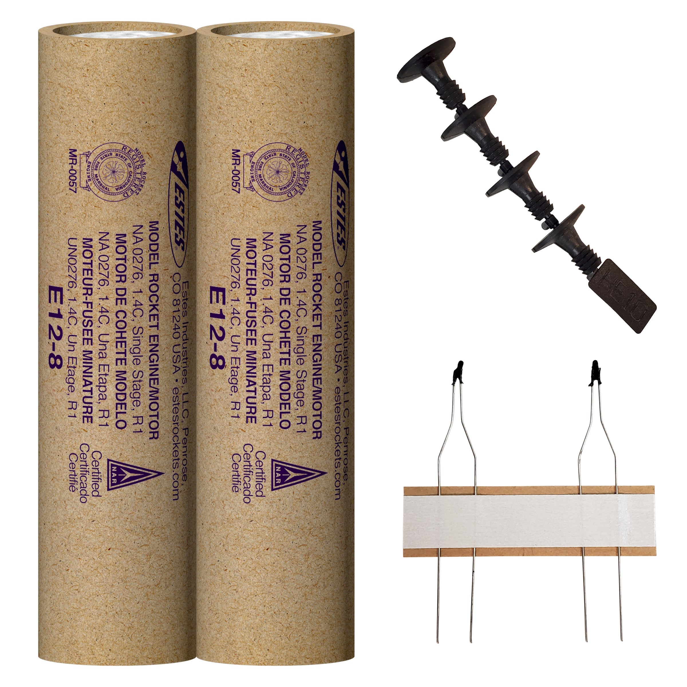 Estes E12-8 Model Rocket Engines with Plugs and Ignitors 