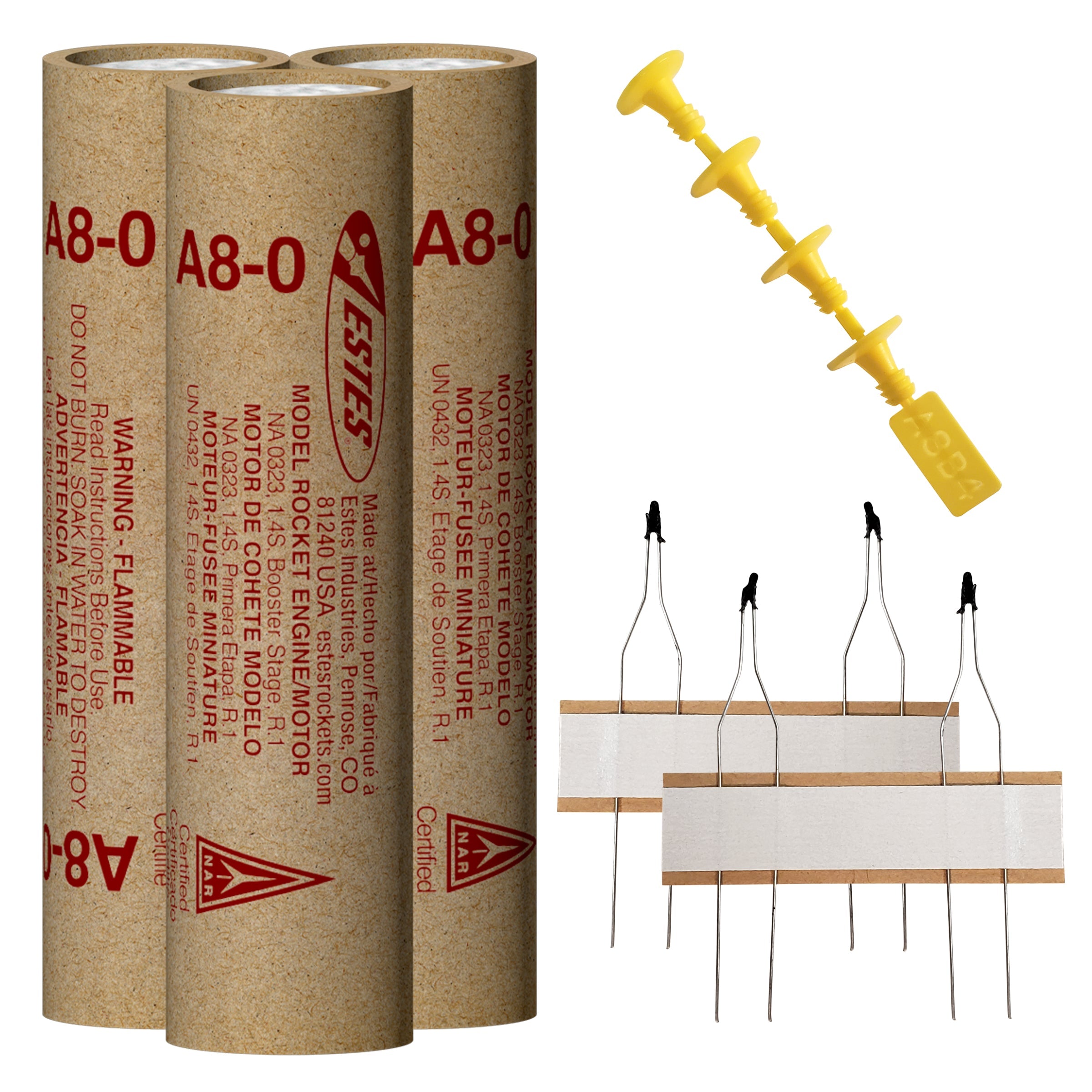 Estes A8-0 18mm Model Rocket Engines with Plugs and Ignitors