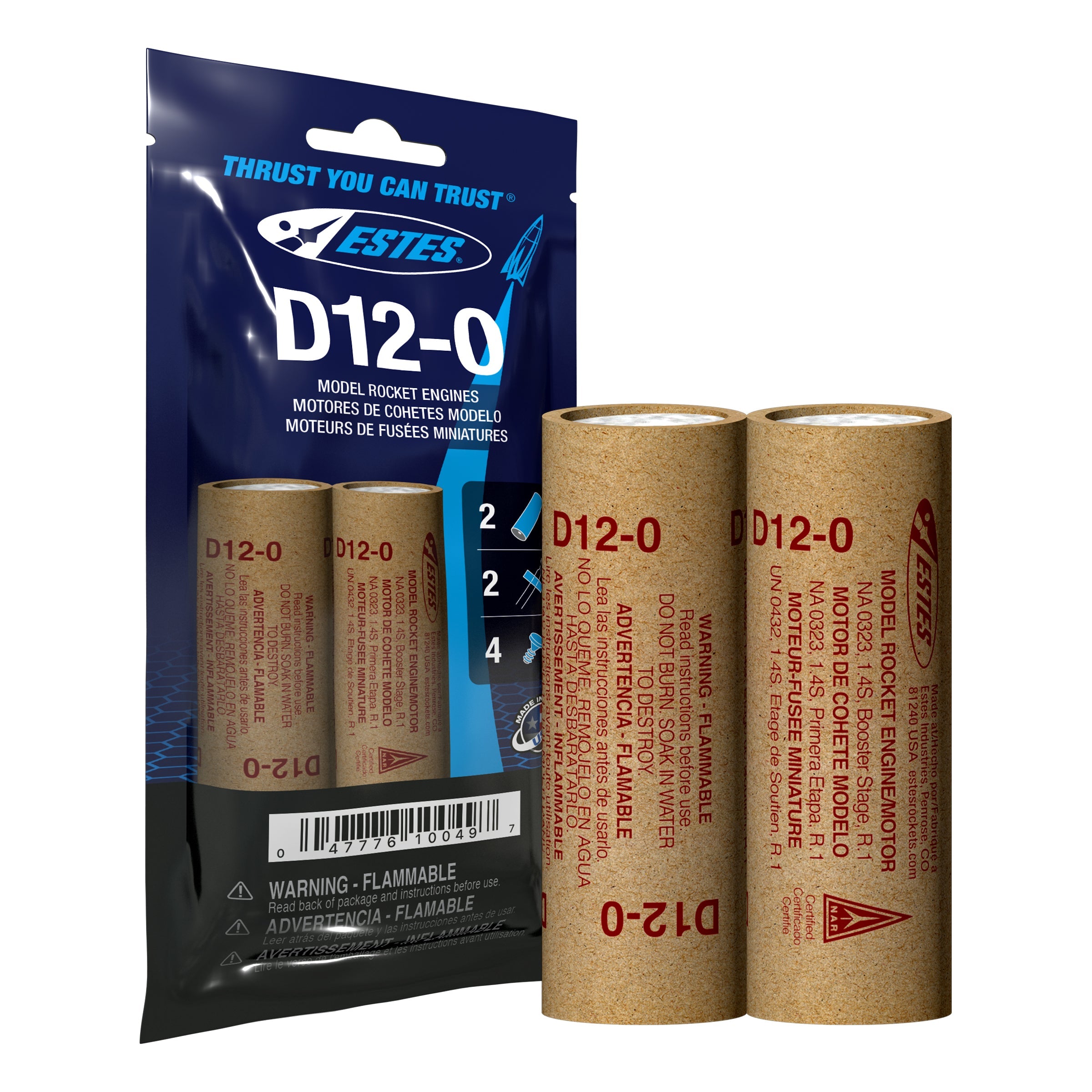 Estes D12-0 Model Rocket Engines 2 Pack