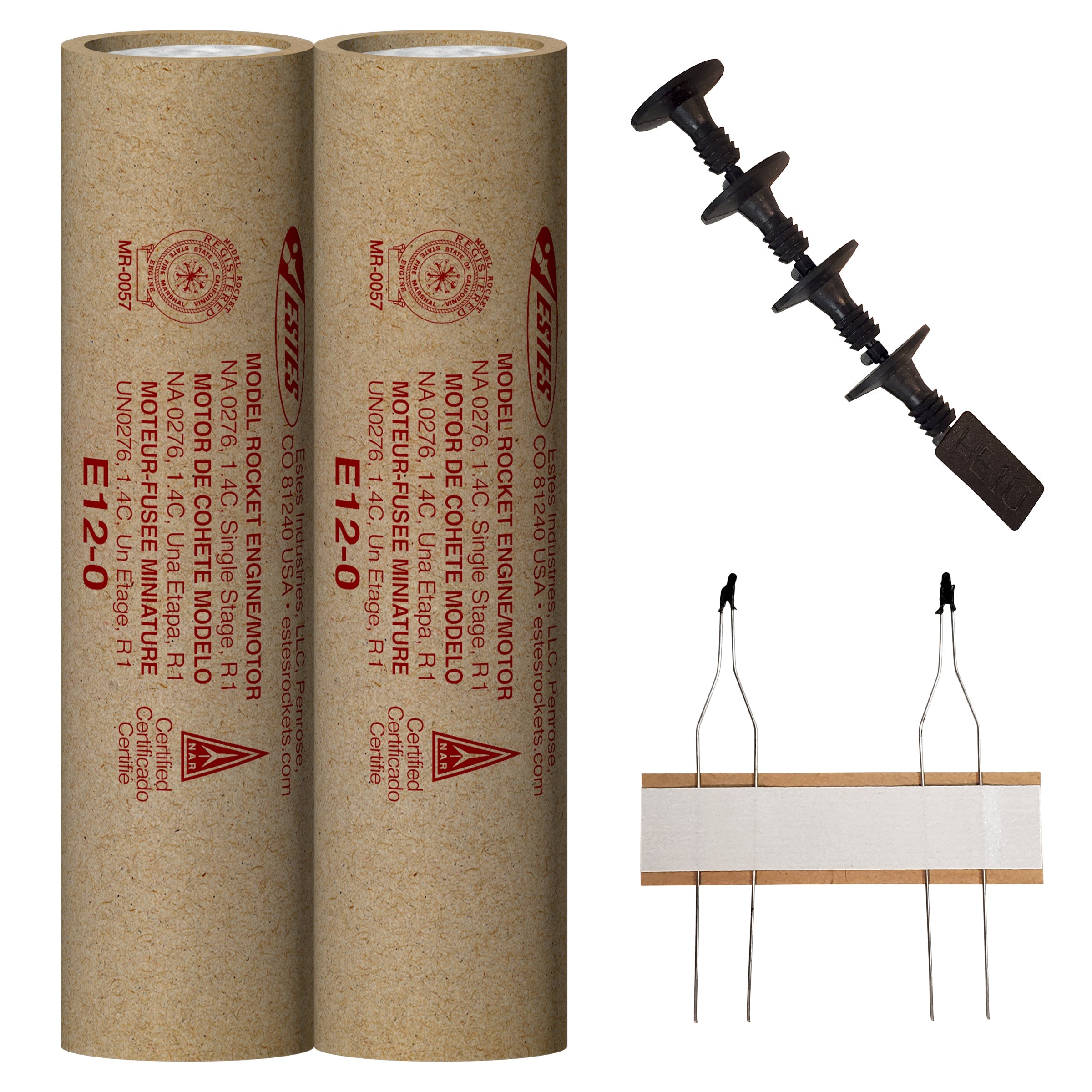 Estes E12-0 Model Rocket Engines  with Plugs and Ignitors 