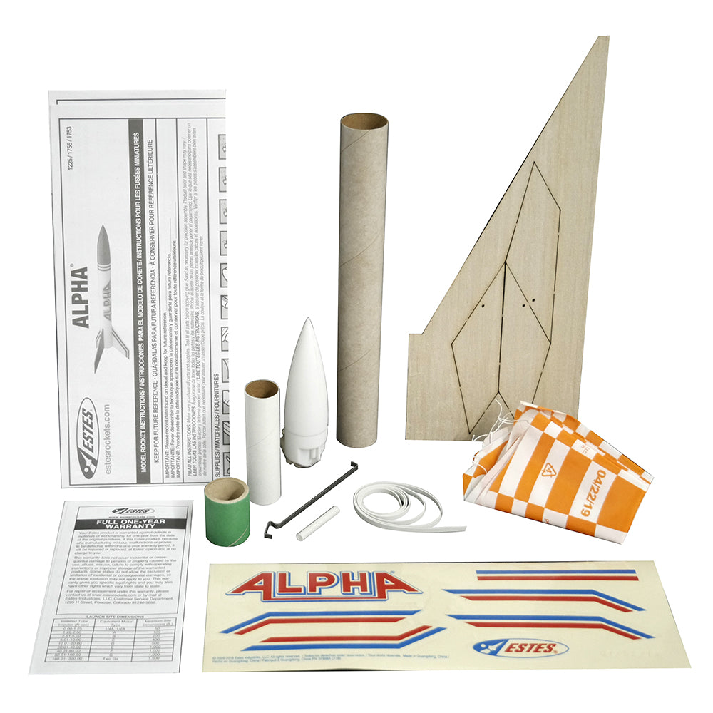 Estes Alpha Model Rocket Kit Parts