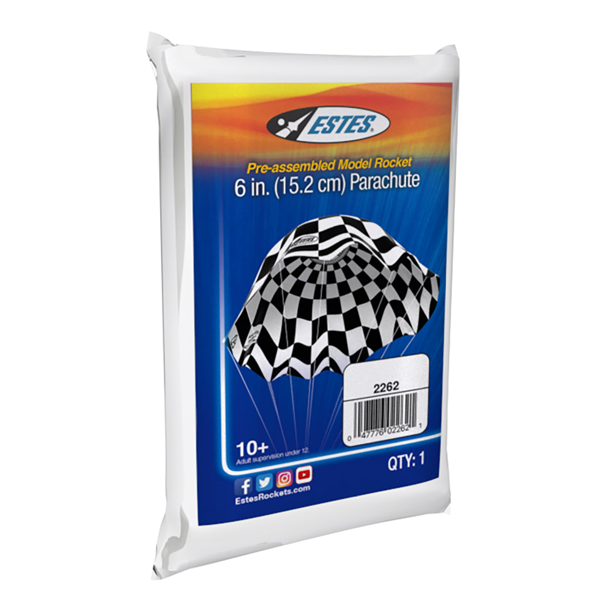 Estes 6 Inch Printed Parachute for Model Rockets 