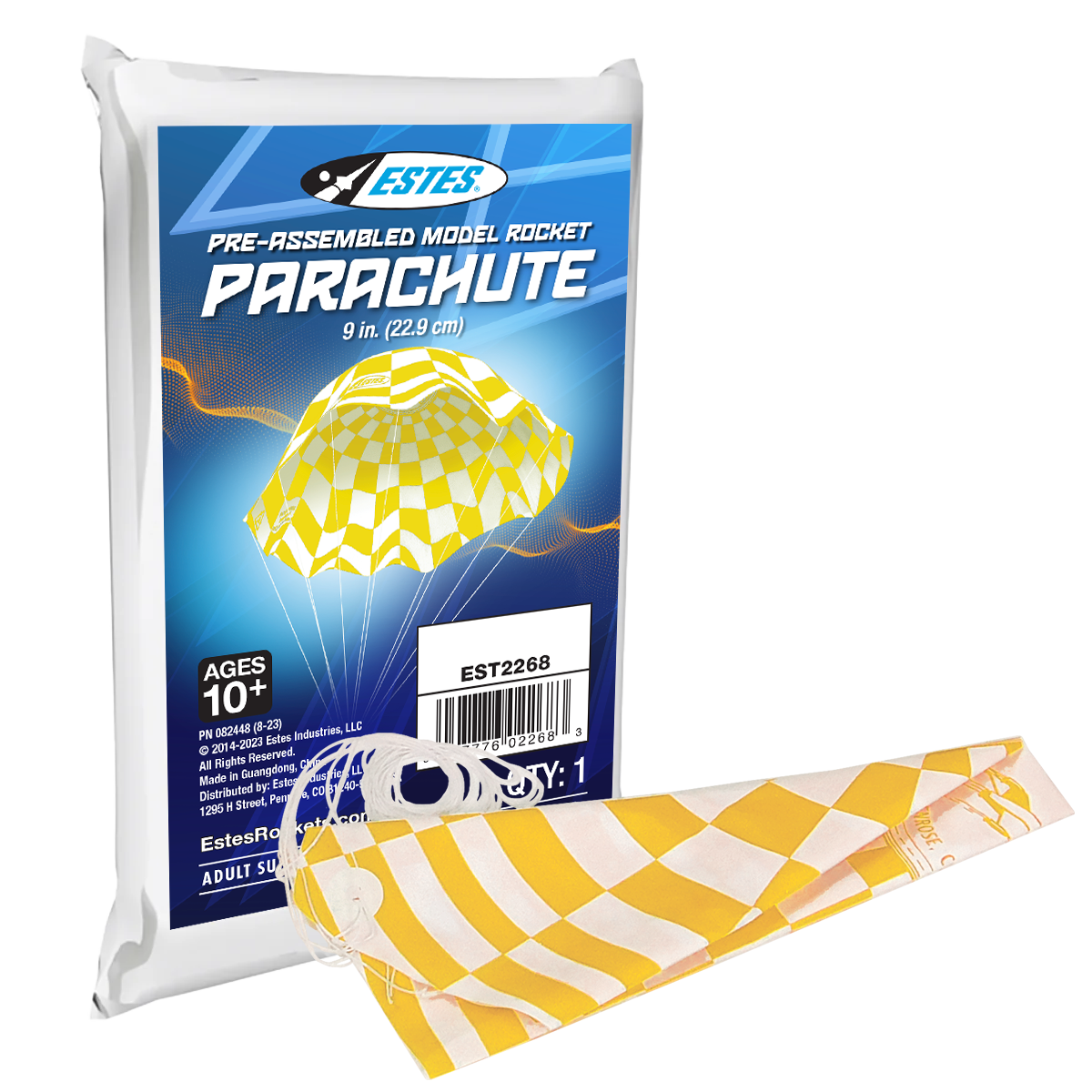 Estes 9 Inch Printed Model Rocket Parachute 