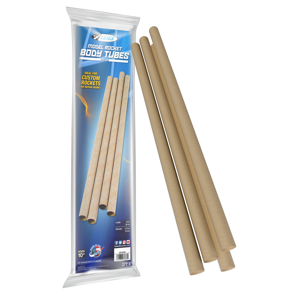 Estes BT-20 Model Rocket Body Tubes Pack of 4
