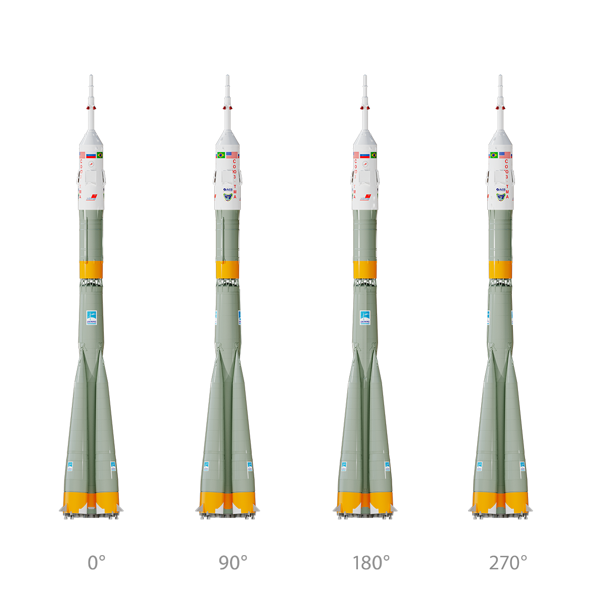 Estes Soyuz Flying Model Rocket from all Angles
