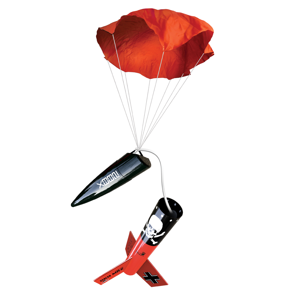 Estes Mega Der Red Max Model Rocket Kit Parachute Recovery