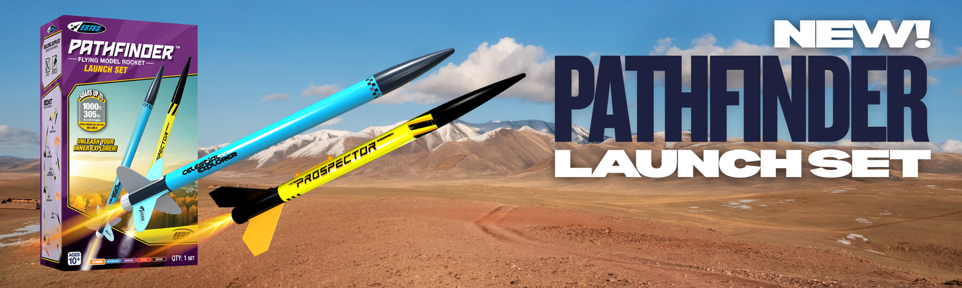 Estes Pathfinder Launch Set Beginner Model Rocket Kit with 2 Rockets